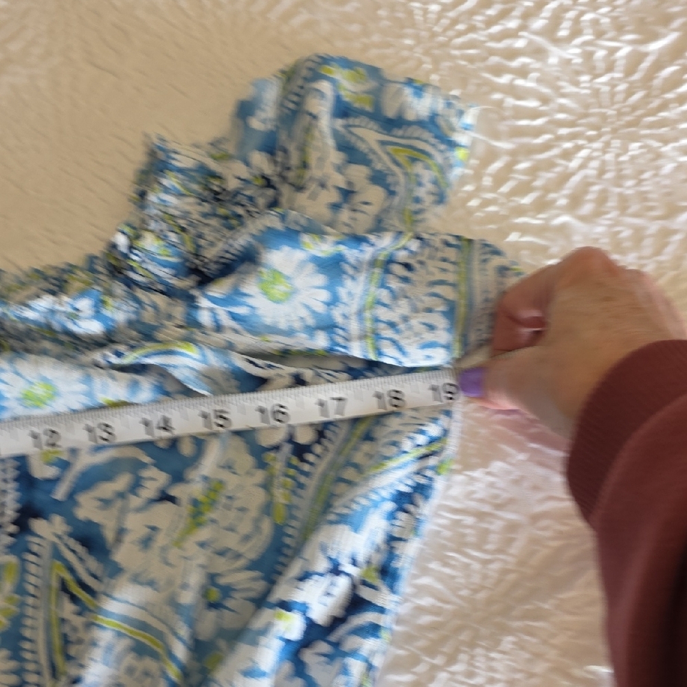 Christian Siriano NY Blue White Paisley Linen‎ Blend Smocked Top Small - Picture 7 of 9